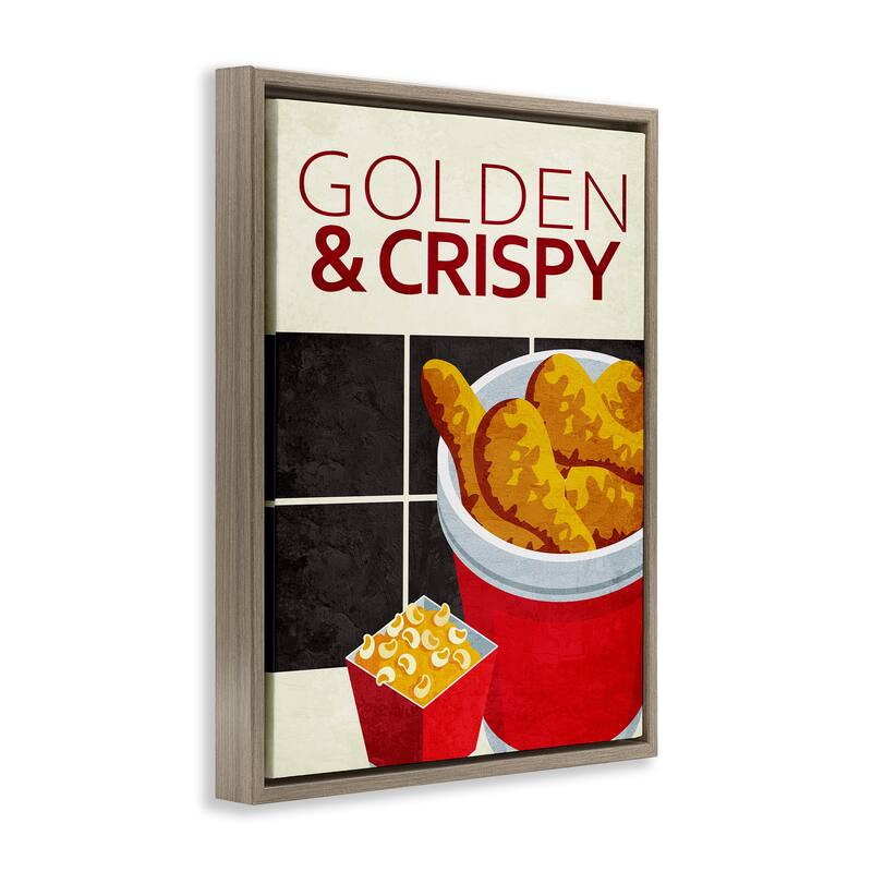 Stupell Golden & Crispy Fried Food Framed Floater Canvas Wall Art Design By Kim Allen