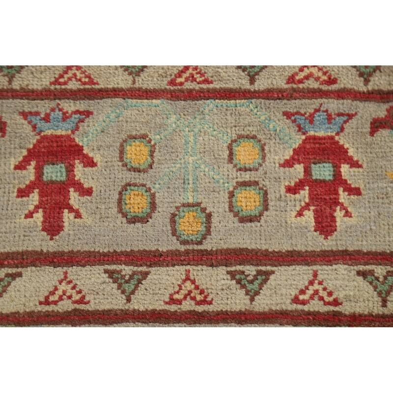 Hand Knotted Oriental 100% Wool Carpet Traditional Geometric Multi-Colored Kazak Runner Rug - 19' 10'' X 2' 6''