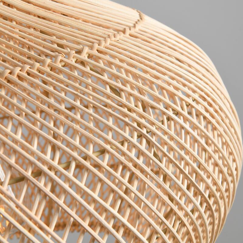 14" Coastal Natural Rattan Lantern Pendant Light Chandelier