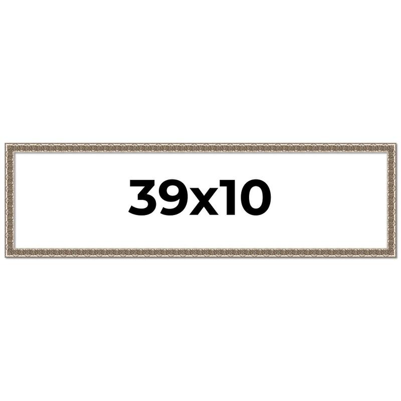 39x10 Frame Silver Versailles Ornate Solid Wood Picture Frame | 1 Inch
