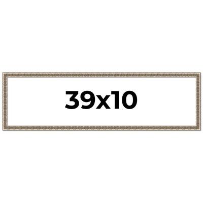 39x10 Frame Silver Versailles Ornate Solid Wood Picture Frame | 1 Inch