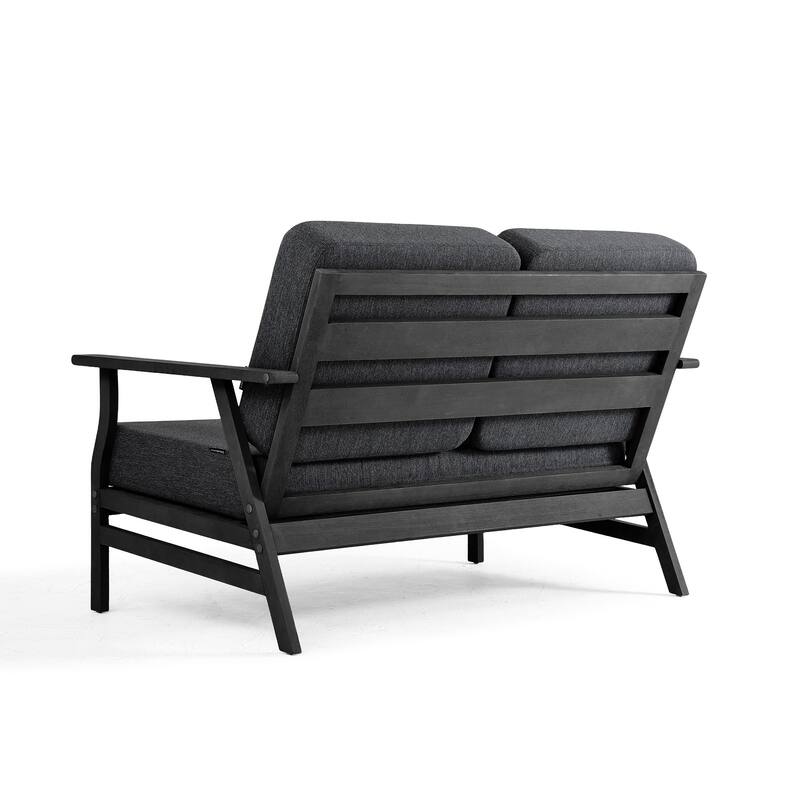 Casual Wood Cushioned 5-Piece Outdoor Patio Conversation Set