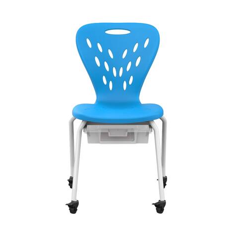 Offex Stackable Mobile School Chair w/ Wheels & Removable Storage Bin - 5"W x 19.75"D x 32.25"H