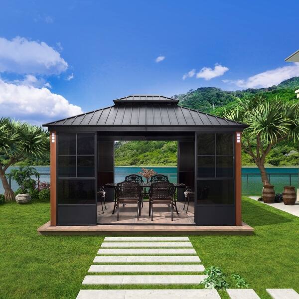 Gallery Detail: Purple Leaf Outdoor Sunroom Screen House With Led Lights Patio