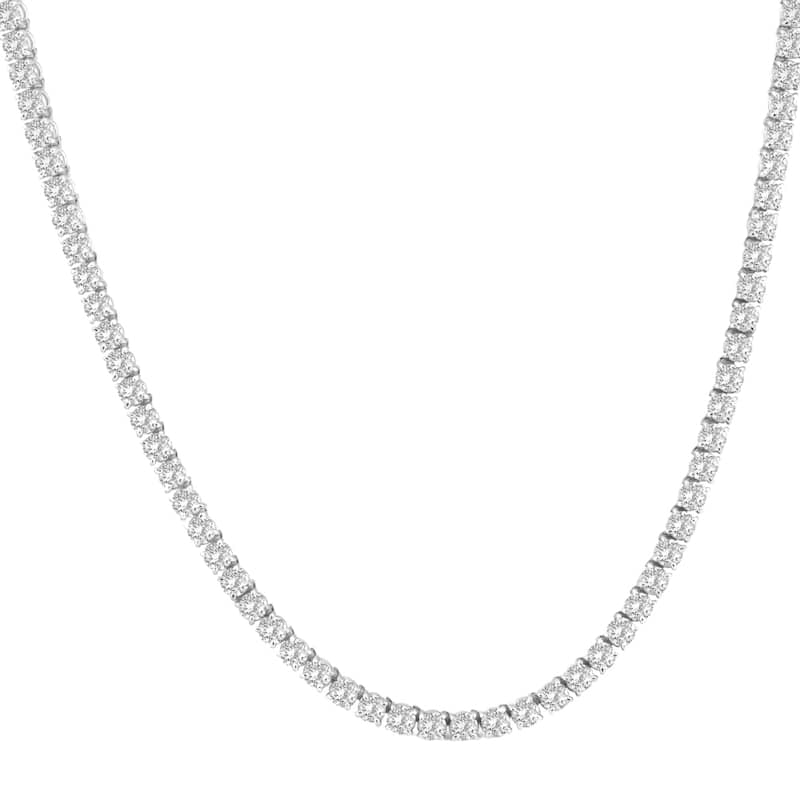 16" 18Ct TW Round Cut Natural Diamond Tennis Necklace White Gold