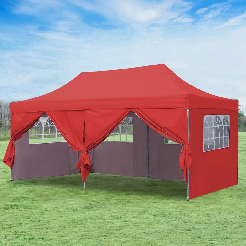 Ainfox 10x20ft Popup Canopy Tent Outdoor Folding Gazebos for Party with 6 Sidewalls