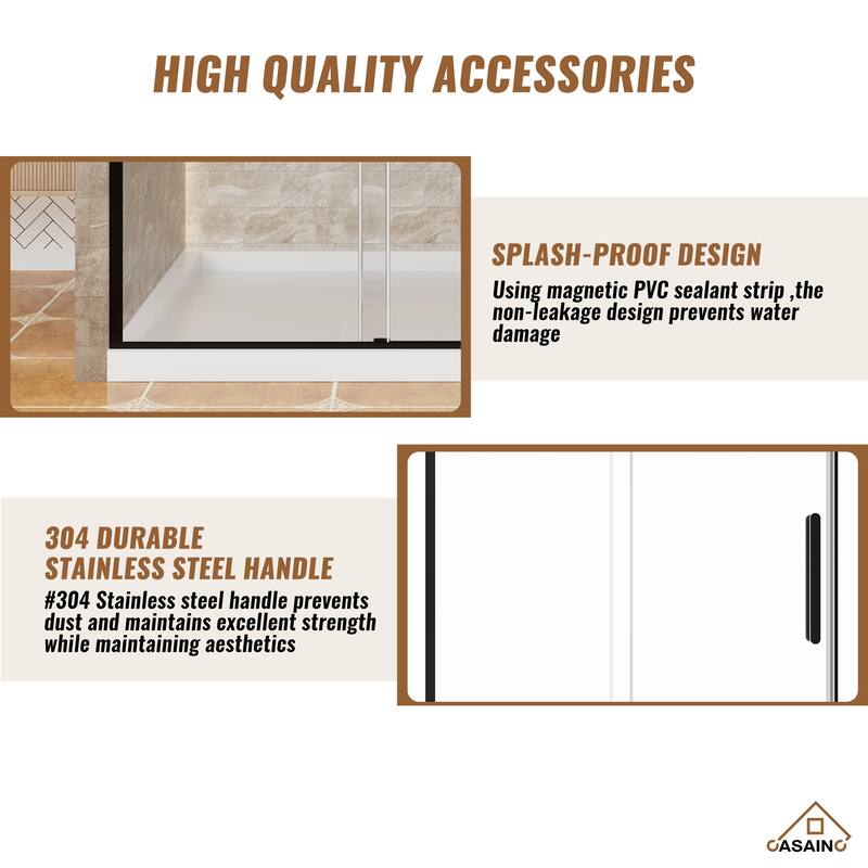 60.6 in. W x 76 in. H Framed Shower Door with Tempered Glass