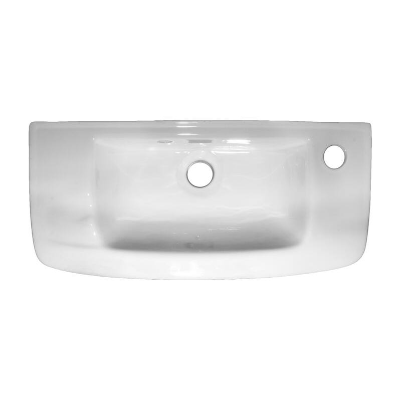 Edgewood White Ceramic Wall Mount Sink with Chrome Faucet and Sink Drain