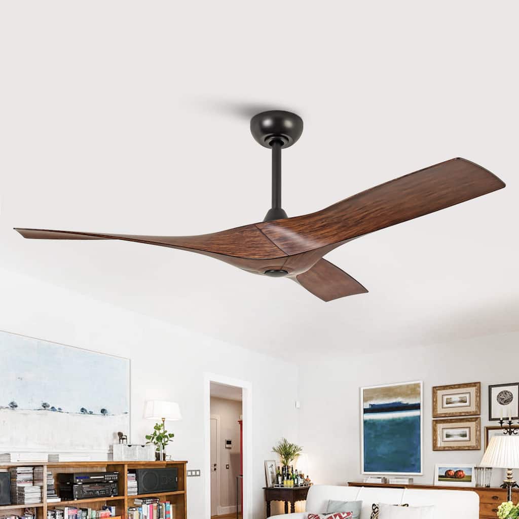 52" Erin Modern Industrial Black & Walnut Ceiling Fan