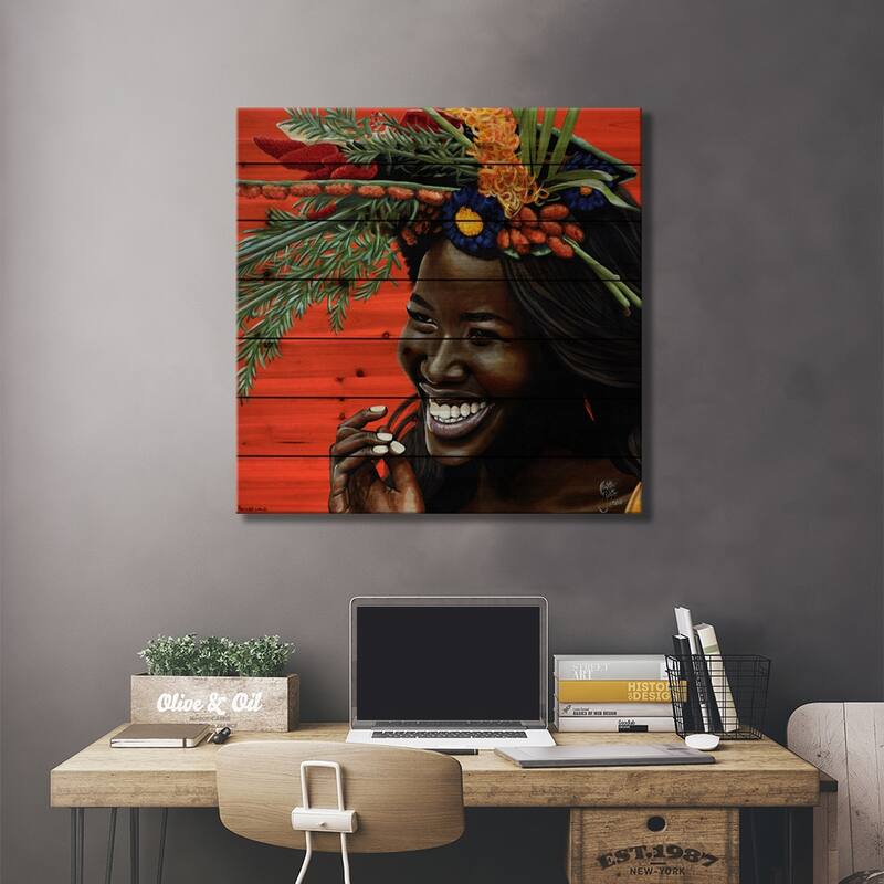 Nature Child Print On Wood by Christian Beijer - Multi-Color