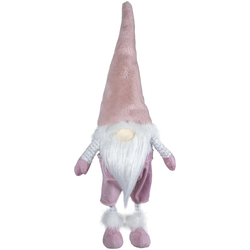 20" White and Pink Bouncy Gnome Standing Figure Christmas Decoration
