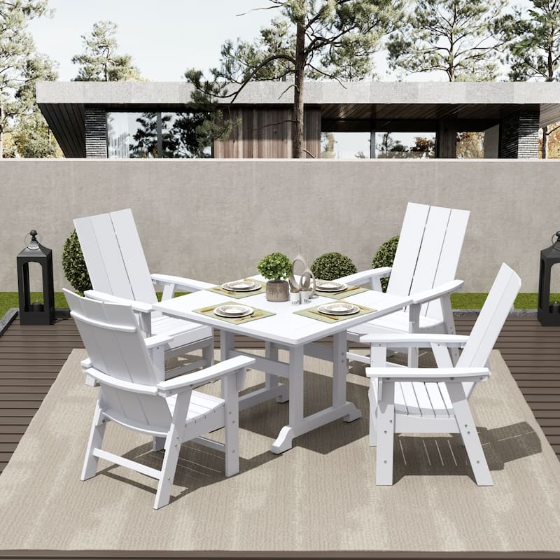 Polytrends Shoreside Hdpe All Weather Outdoor Patio Adirondack Dining Chair (1PC)