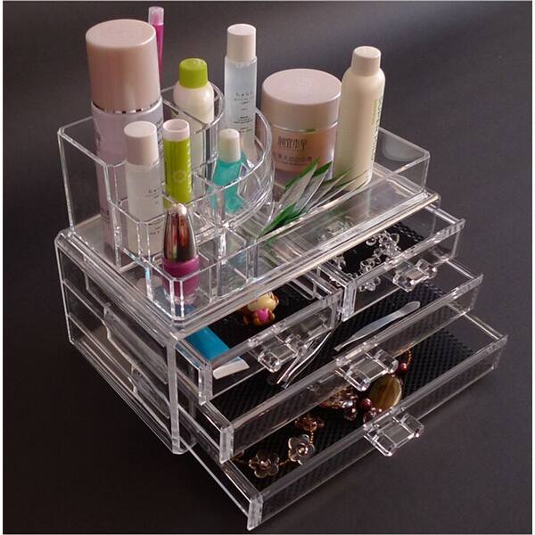 Shop Clear Acrylic Makeup Cosmetics Jewelry Organizer 3 Drawers