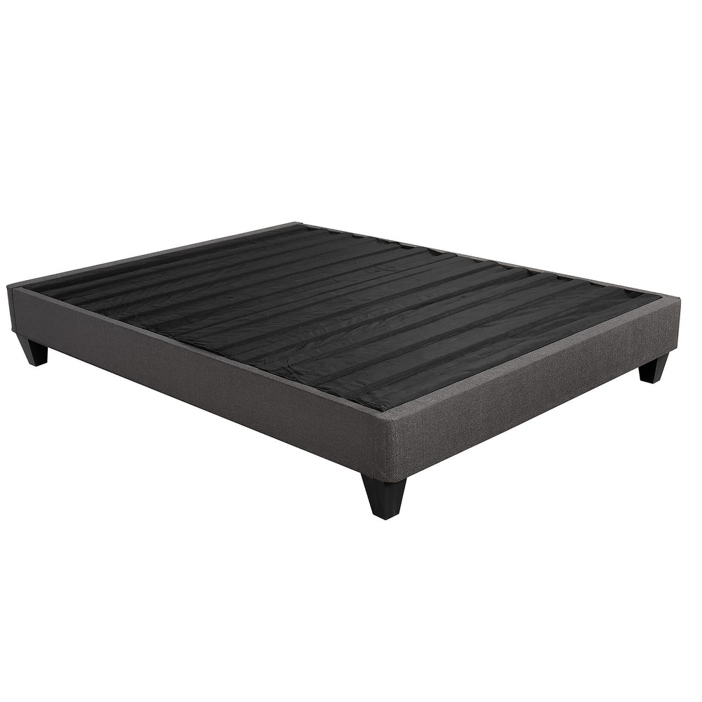 Speedy Dark Grey Upholstered Low Profile Platform Bed Frame
