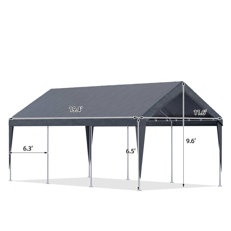 Heavy Duty Carport, All-Weather Waterproof Shelter with Steel Frame for Cars, Boats & Equipment