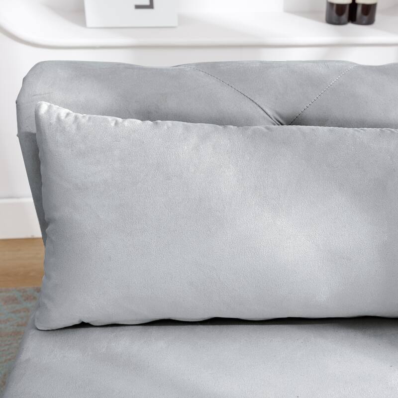 Chaise Lounge Indoor,Lounge Chair with Storage & Pillow,Upholstered Rolled Arm Chase Lounge for Sleeping with Nailhead Trim