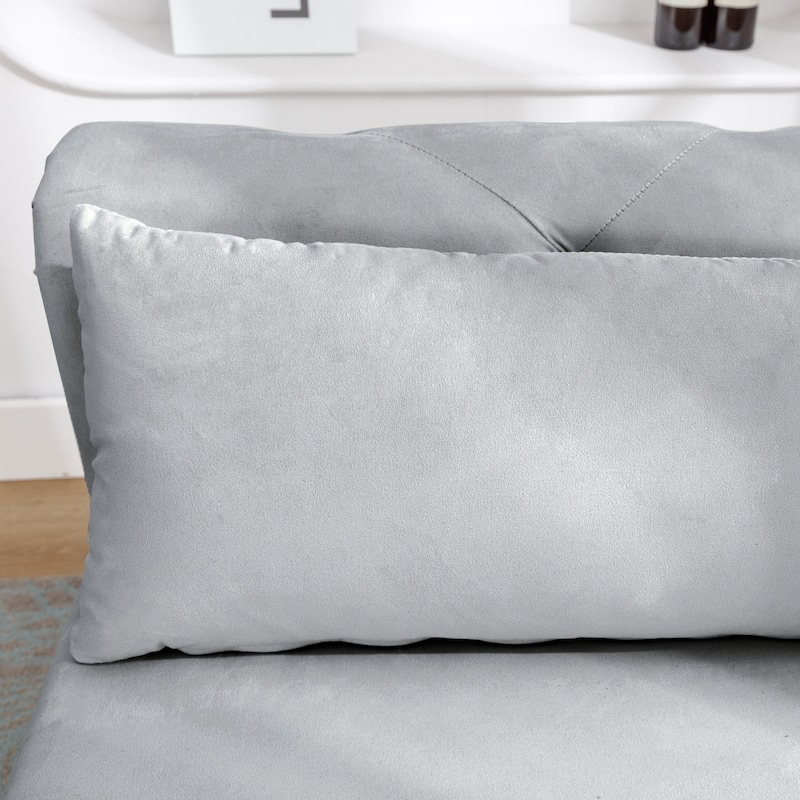 Kimberly Velvet Chaise Lounge with Storage and Pillow by GDFStudio - 58.26"L x27.9"W x 28.3"H