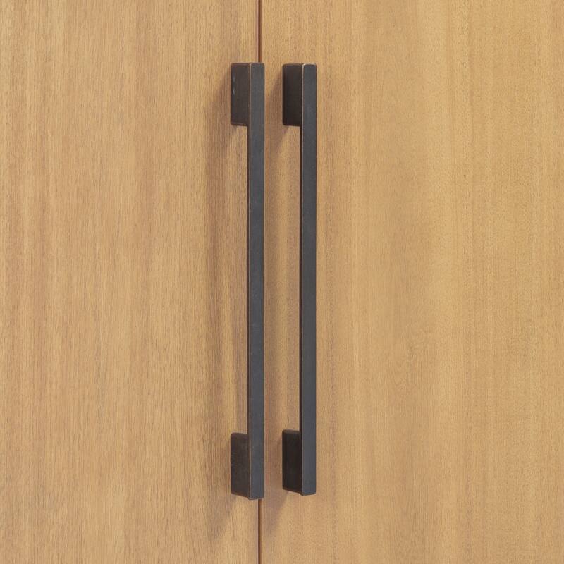 47.25"Sideboard with Pine Veneer and 2 Doors, Retro Buffet with Adjustable Feet, Wooden Storage Cabinet with Metal Handles