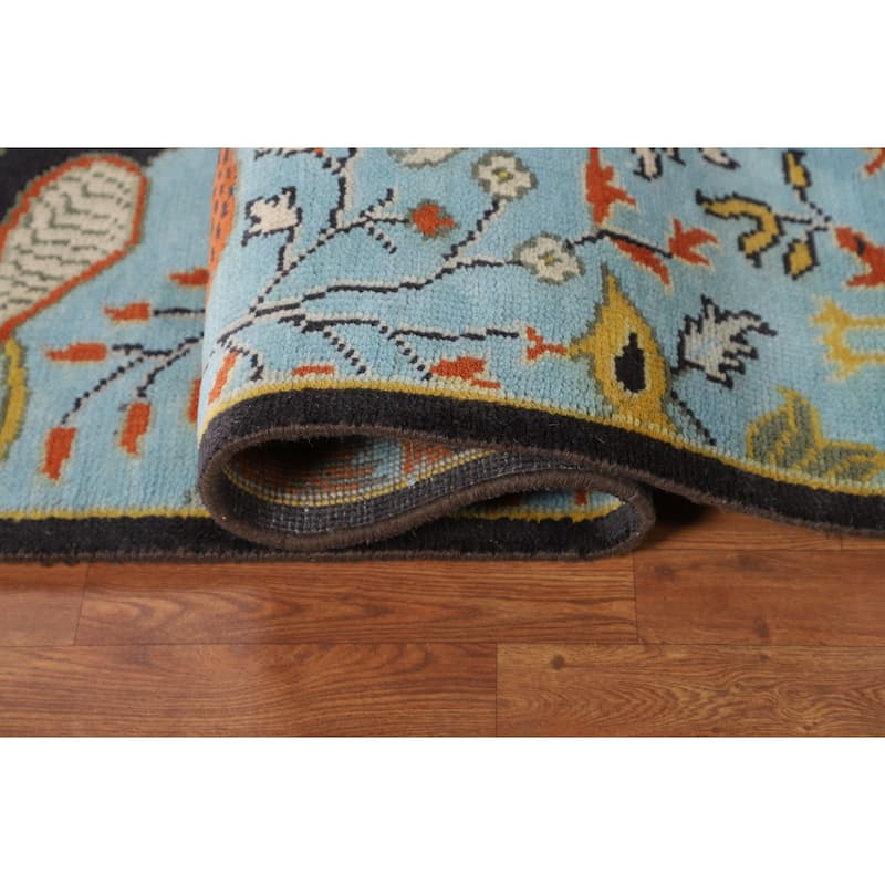 Animals Design Blue Ziegler Oriental Area Rug Hand-Knotted Wool Carpet - 7'10" X 10'0"