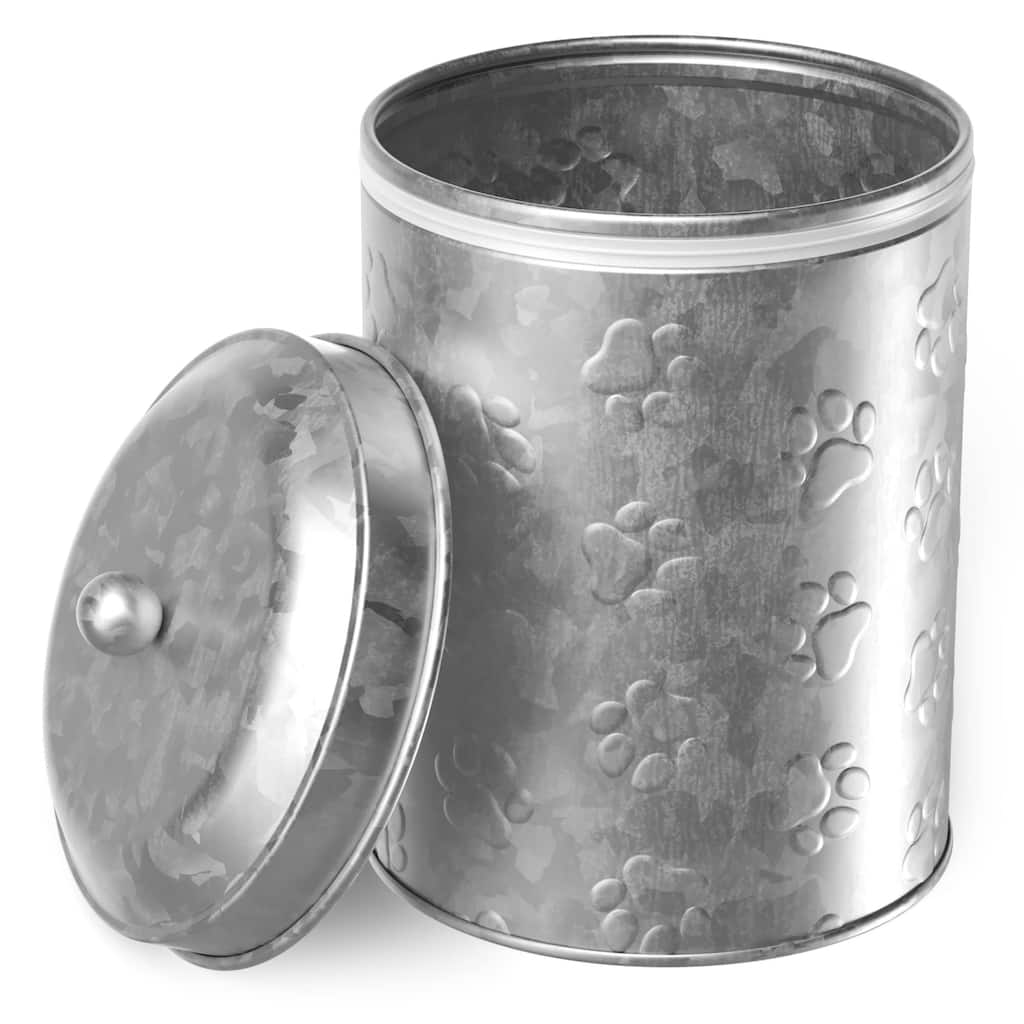 Amici Pet Puppy Paws Galvanized Food Canister
