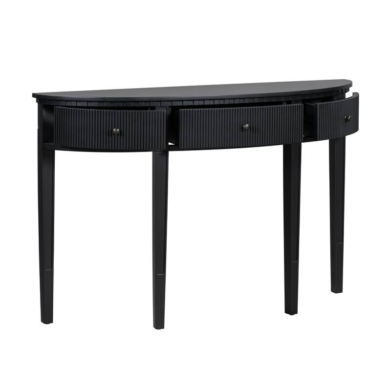 Console Table Side Table with 4 Legs, Minimalist Entryway Table Sofa Table with 3 Vertical Stripe Drawers