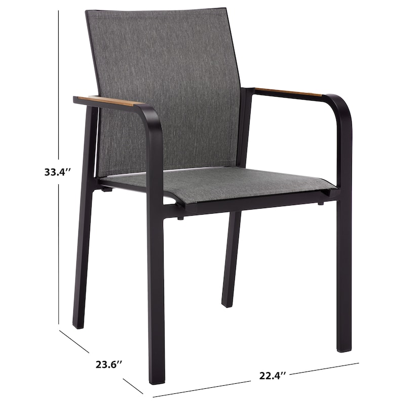 SAFAVIEH Outdoor Living Dexter Armchair with Teak (Set of 2)