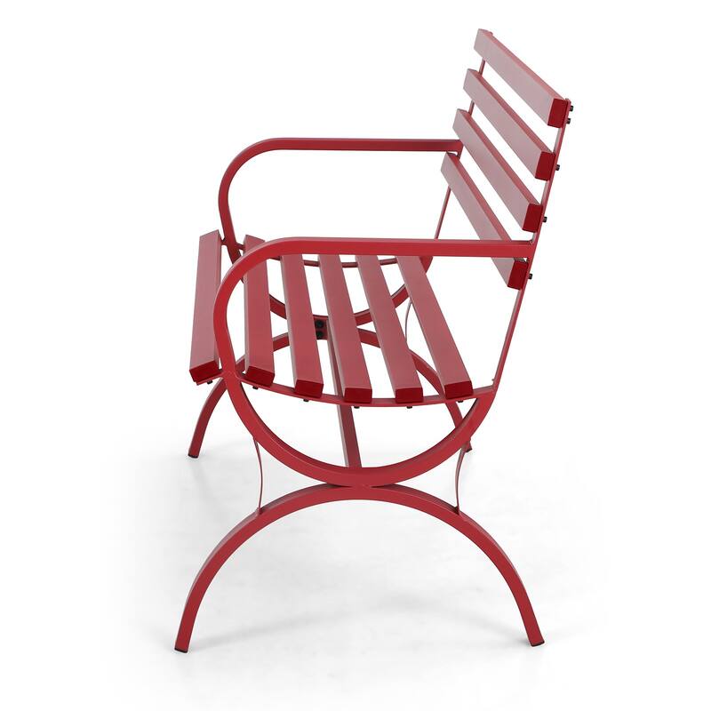 MAISON ARTS 48'' Outdoor Garden Bench White Minimalist Steel Frame Patio Park Bench