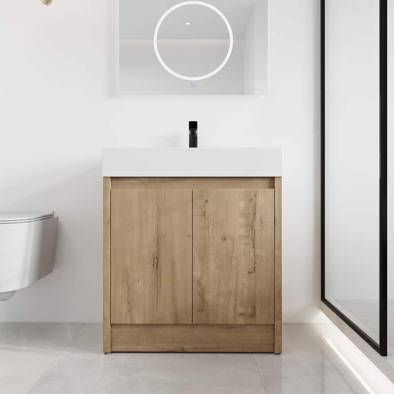 Malwee 24"/30"/48"/60" FreeStanding Bathroom Vanity, Floor Stand Bathroom Vanity with Resin Top,Soft Close Door