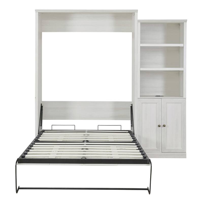 Murphy Wall Bed with 1 Side Cabinet Storage Shelf by Harper&Bright Designs