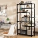 preview thumbnail 15 of 23, Vintage Brown/ Black 8-Shelf Etagere Bookcase, White Modern Bookshelves with Storage, Tall Display Rack