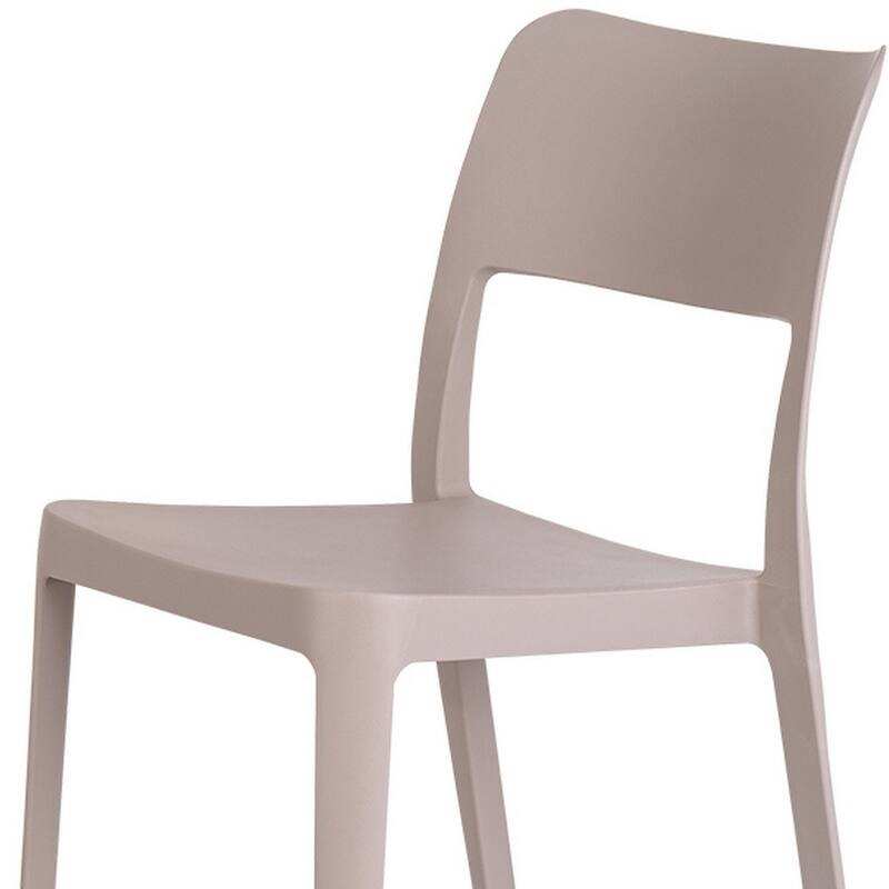 HomeRoots Set of Two Taupe Heavy Duty Plastic Outdoor Stacking Accent Chairs