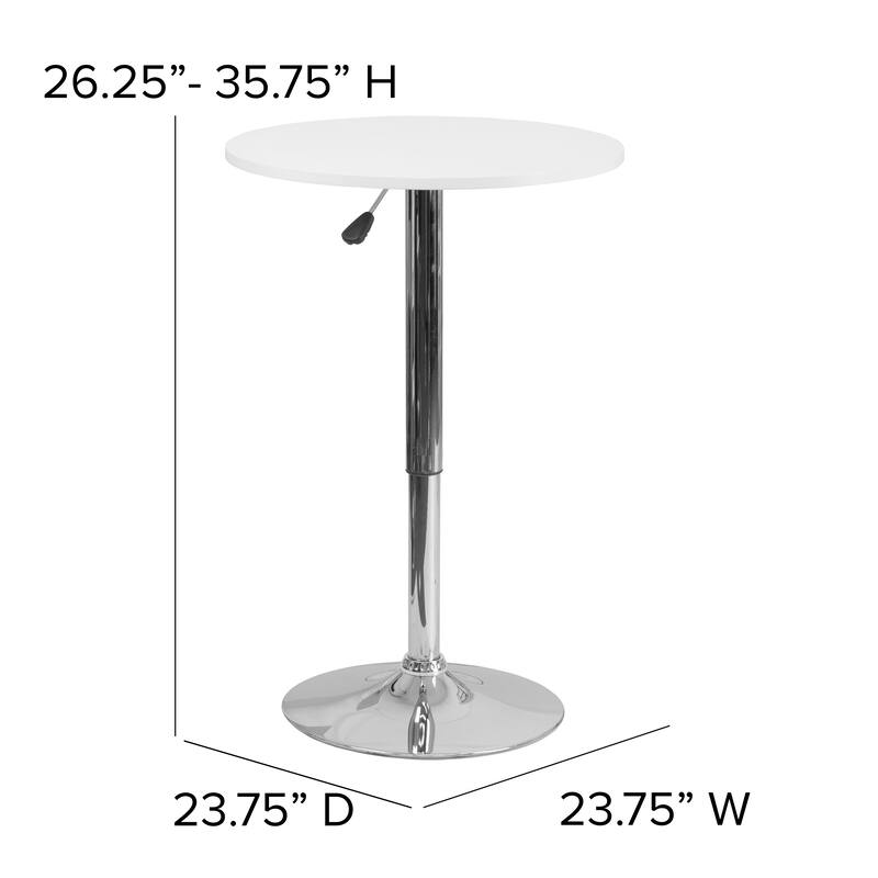 23.75" Round Adjustable White Wood Table (Adjustable Range 26.25" - 35.75")