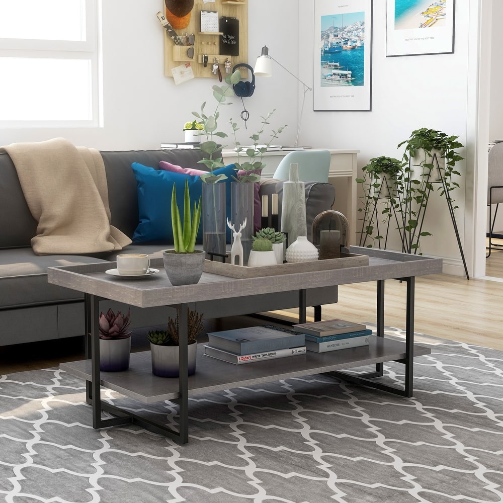Damara Transitional 47-inch Metal 1-Shelf Coffee Table by Furniture of America