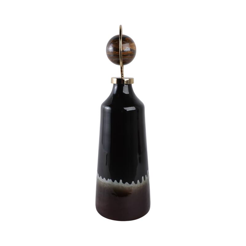 Glass Metal Decorative Vase Modern Transitional Sculptural Orb Accent