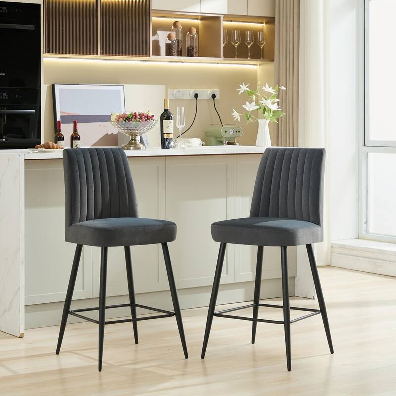 Modern Metal Frame Bar Stool Set of 2 with Sponge Seat 300lb Capacity 39.76