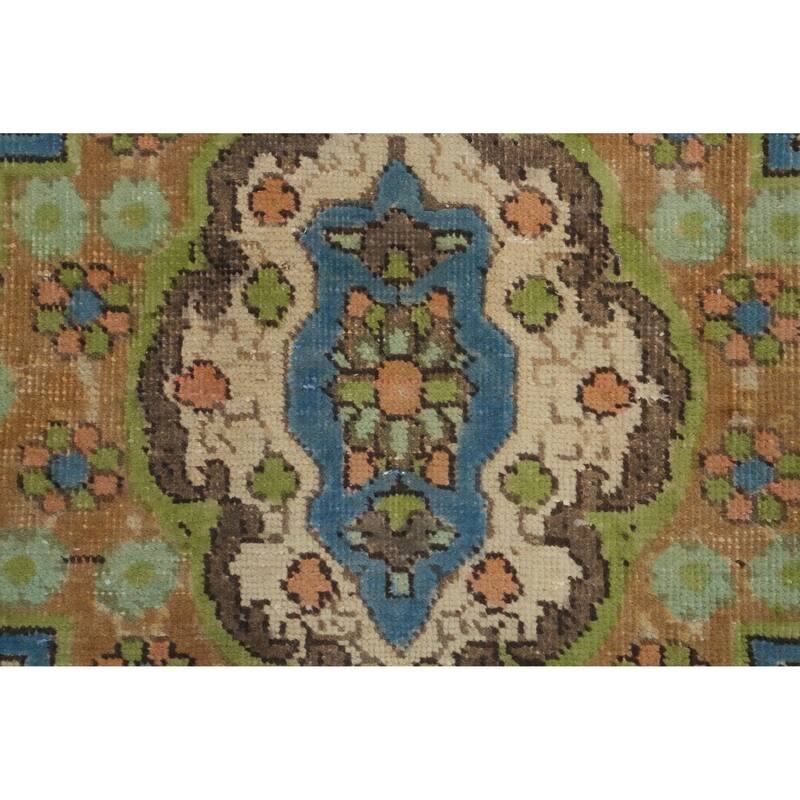 Hand Knotted Oriental 100% Wool Carpet Traditional Floral Green Tabriz Area Rug - 9' 6'' X 6' 7''