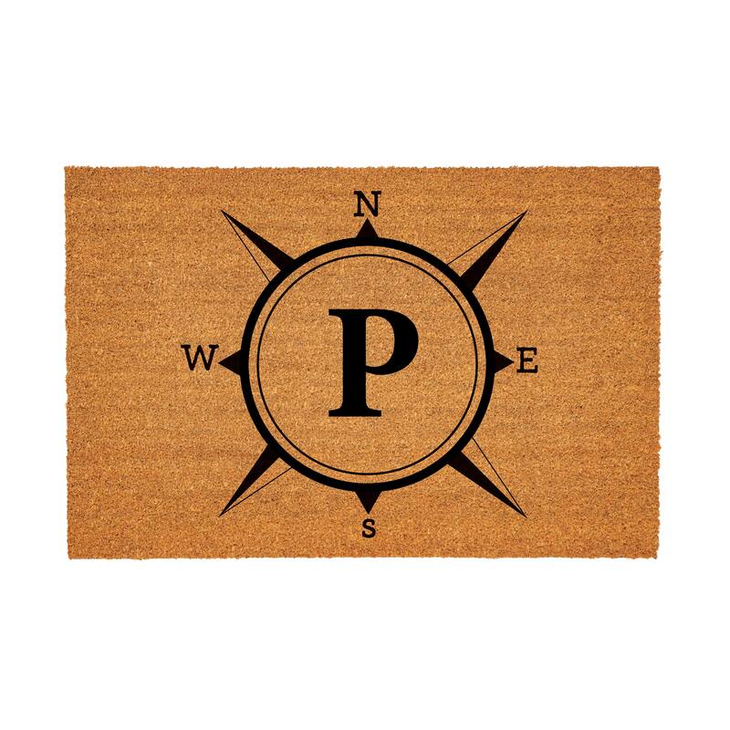 Coastal Coir Mat Compass Monogram 36"x24" - Letter P