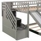 preview thumbnail 14 of 14, Modren Twin Over Twin Bunk Bed With Two Drawers With Convertible Ladder and Slide