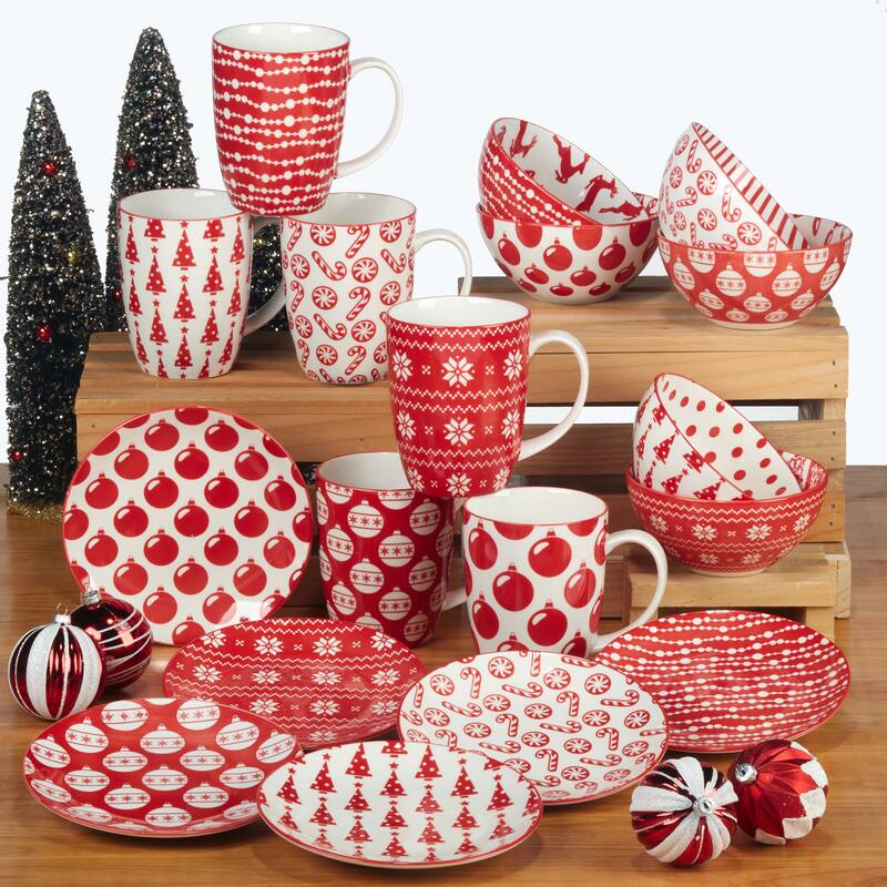 Certified International Peppermint Candy 14 oz. Mugs, Set of 6 Assorted Designs