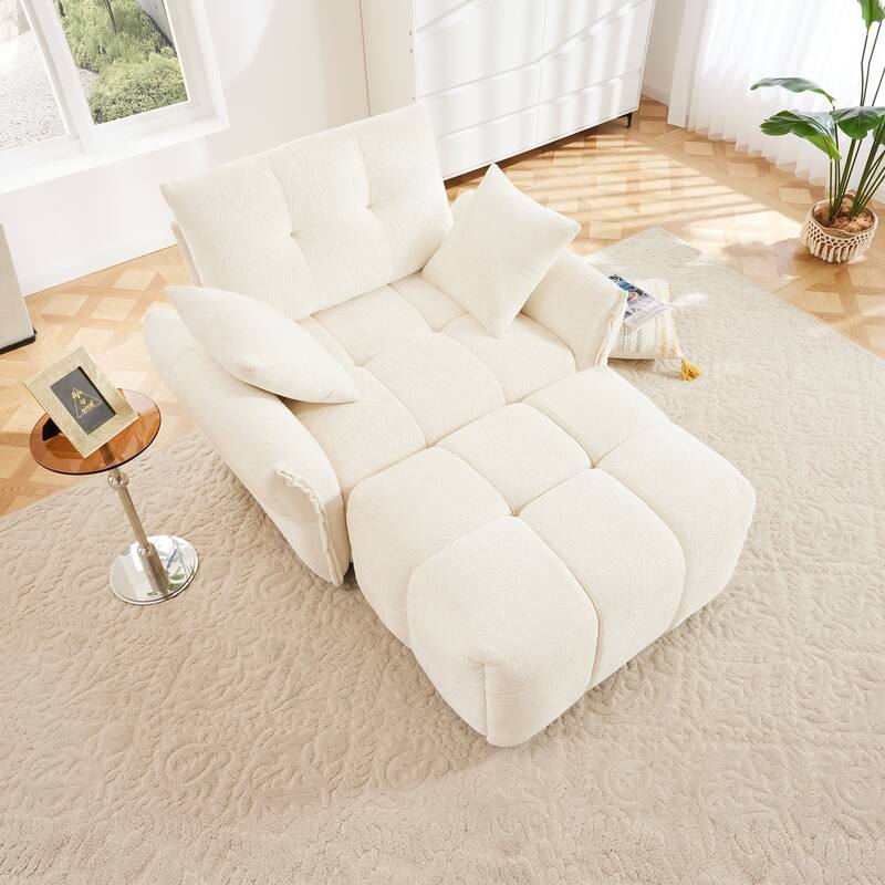 Modular 4-Seat Chenille Sofa Set with 2 Ottomans, High-Resilience Cushions and Solid Wood Frame