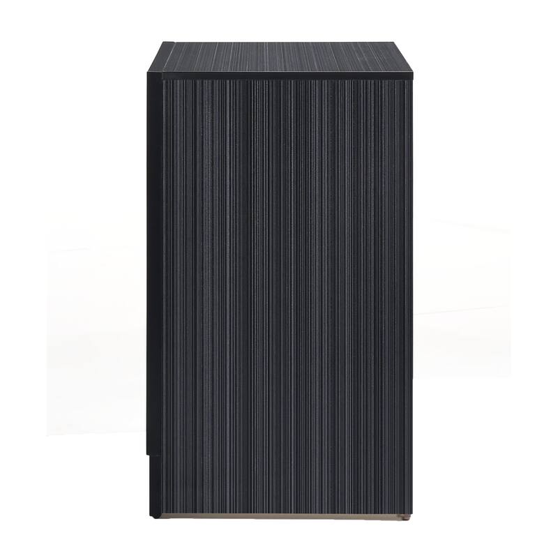 Black 3-Drawer Nightstand with Jewelry Drawer and Felt-Lined Interior