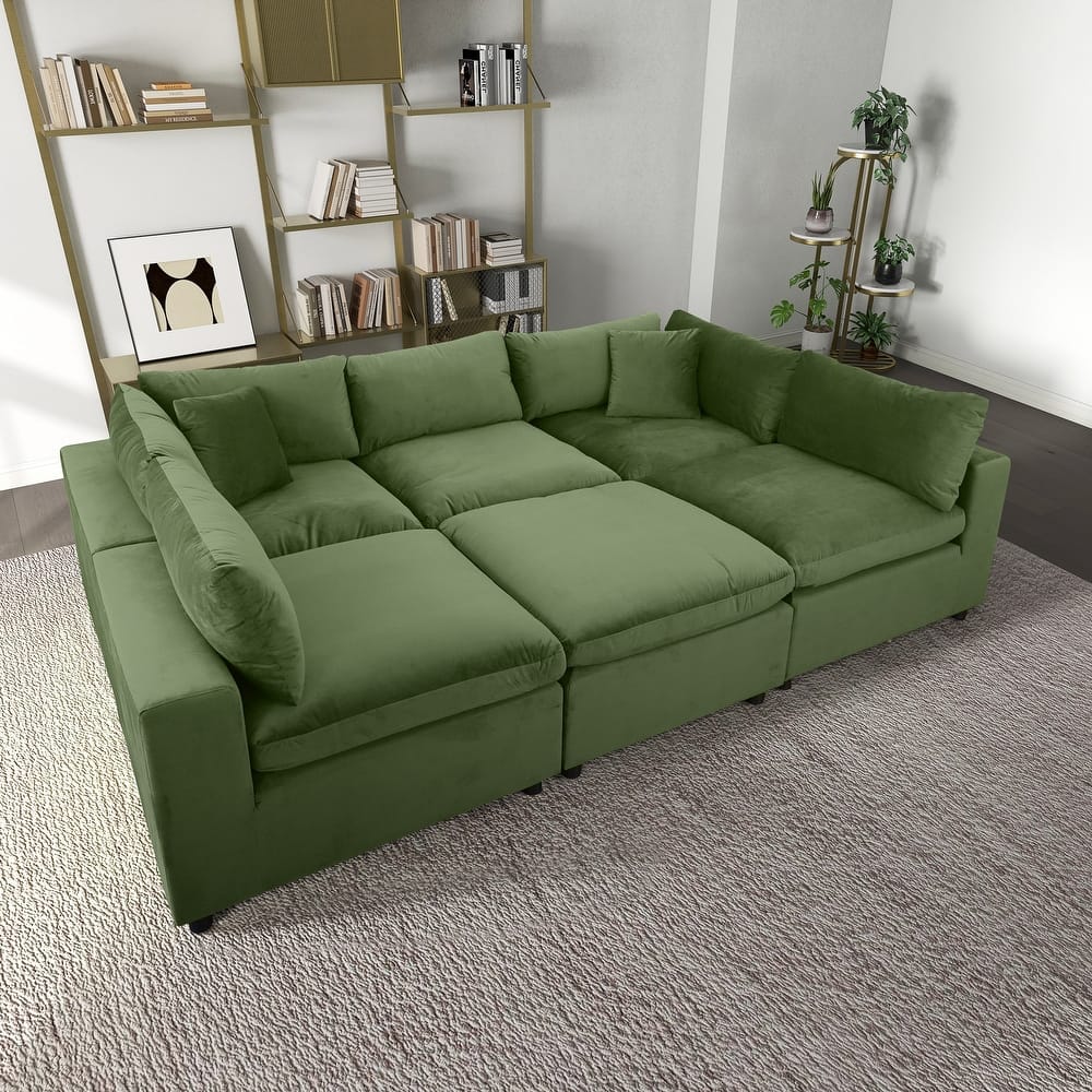 Yannie Mid-Century Modern Modular Sectional Velvet Sofa