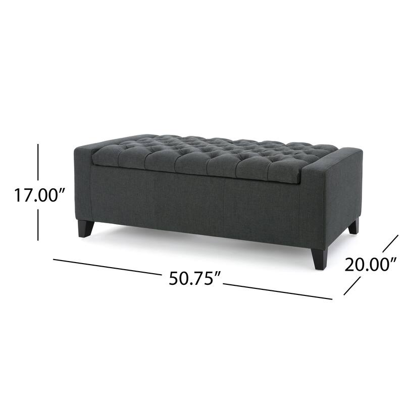 50.75" Fabric End of Bed Storage Bench, Upholstered Storage Ottoman Bench with Safety Hinge, Stylish Large Ottoman
