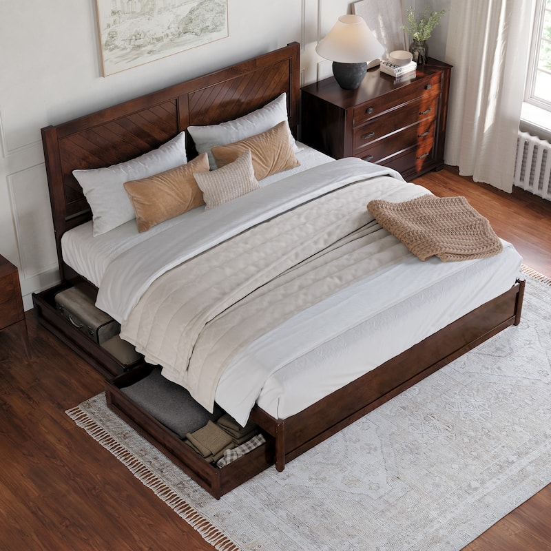 Clayton Platform Bed with Panel Footboard and Storage Drawers