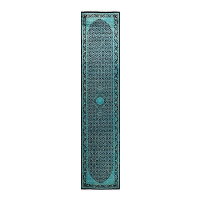 Fine Vibrance, One-of-a-Kind Hand-Knotted Runner Rug - Black, 2' 7" x 12' 2" - 2' 7" x 12' 2"