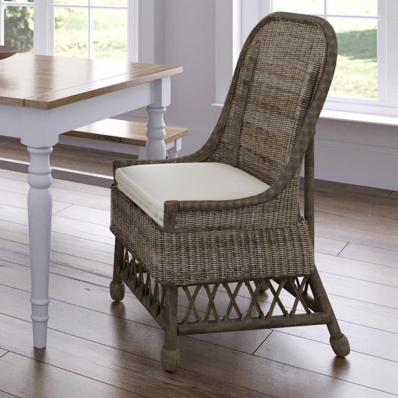 Natural Rattan Cushioned Dining Accent Chair by East at Main - Grey
