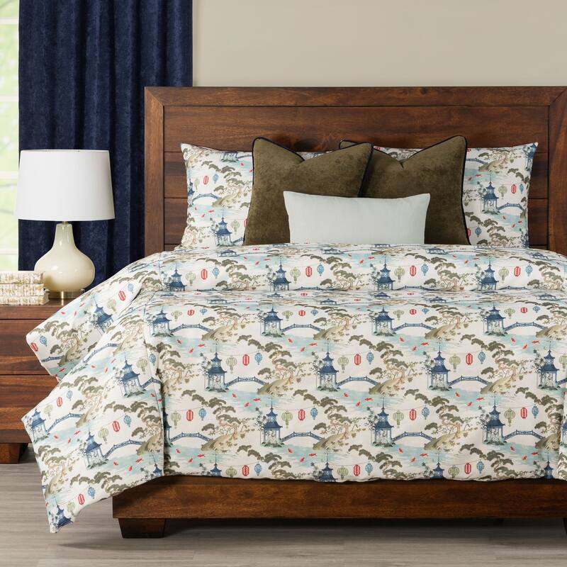 Siscovers Tranquil Japanese Garden Print Duvet Set - Kirin Pearl - King - 7 Piece
