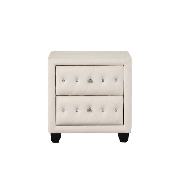 Sophia Crystal Tufted 2-Drawer Nightstand Made with Wood