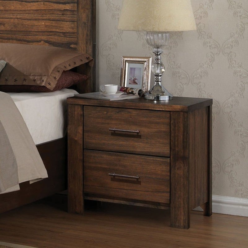 Transitional Assembled Nightstand, Wooden Nightstand with 2 Drawers - Oak