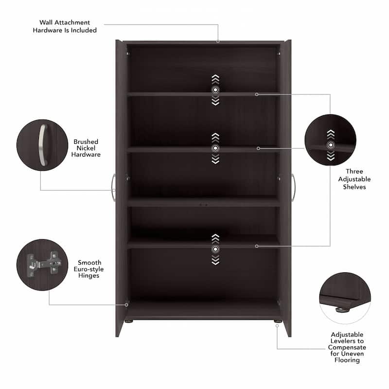 Bush Business Furniture Universal Tall Storage Cabinet with Shelves - Storm Gray
